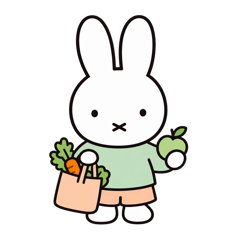 Miffy xách túi rau đi chợ